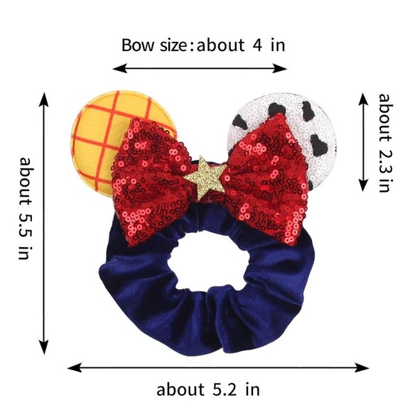 Velvet Sparkle Sequin Hair Scrunchies 4 Pack for Women Girls Kids Party - Picture 3 of 7